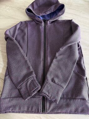 Athleta Striped Purple Zip Hoodie Girl XL